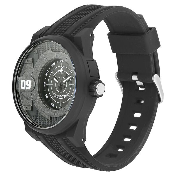Fastrack Trendies Quartz Analog Black Dial Silicone Strap Watch for Guys - image number 3