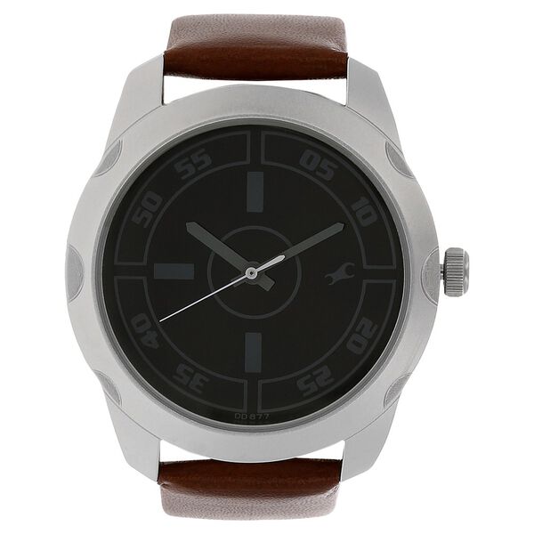 Fastrack Quartz Analog Black Dial Leather Strap Watch for Guys - image number 0