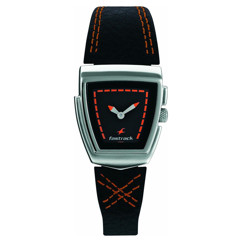 Buy Online Fastrack Denim Quartz Analog Black Dial Leather Strap Watch for Girls ne6021sl03 Fastrack