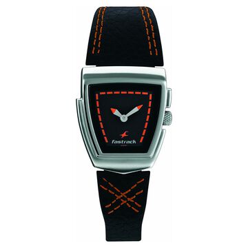 Fastrack Denim Quartz Analog Black Dial Leather Strap Watch for Girls