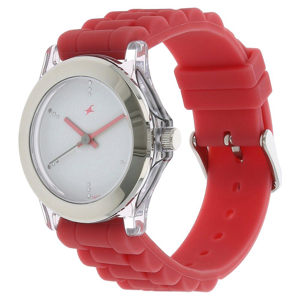 Buy Online Fastrack Quartz Analog White Dial Plastic Strap Watch for Girls np9827pp07 Fastrack