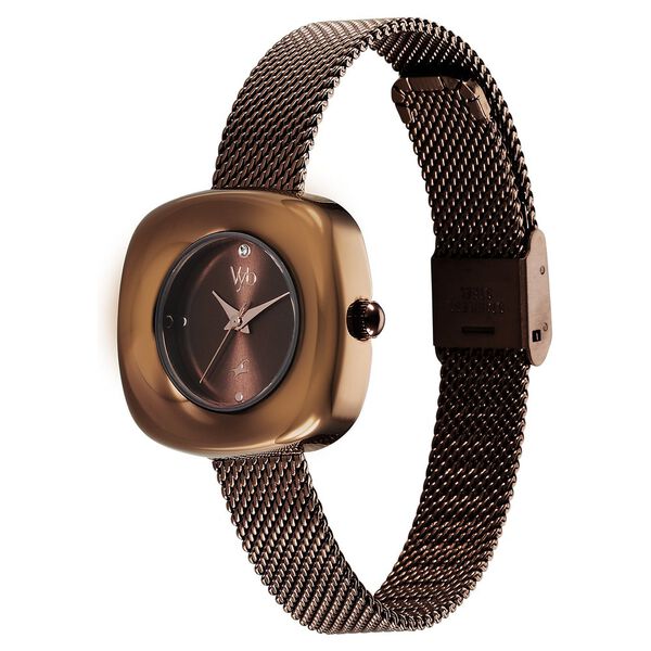 Vyb Runway By Fastrack Quartz Analog Brown Dial Metal Strap Watch For Girls - image number 3