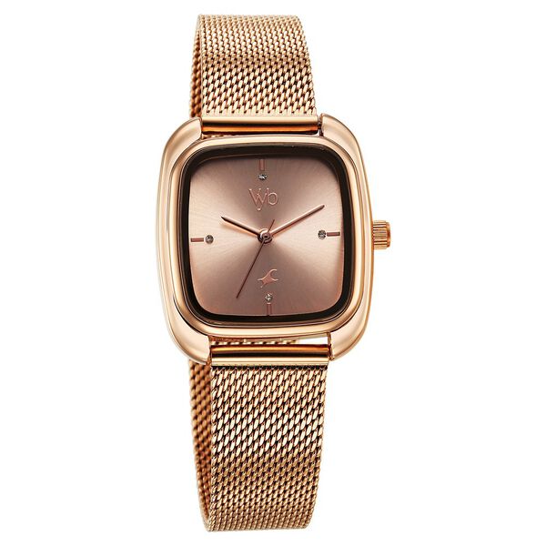 Vyb Minimalist By Fastrack Quartz Analog Pink Dial Metal Strap Watch For Girls - image number 1