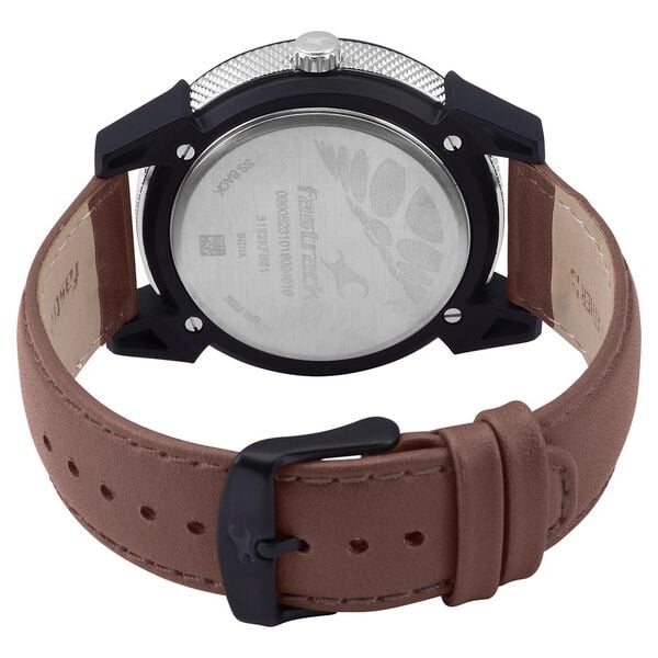 Fastrack Quartz Analog Silver Dial Leather Strap Watch for Guys - image number 4