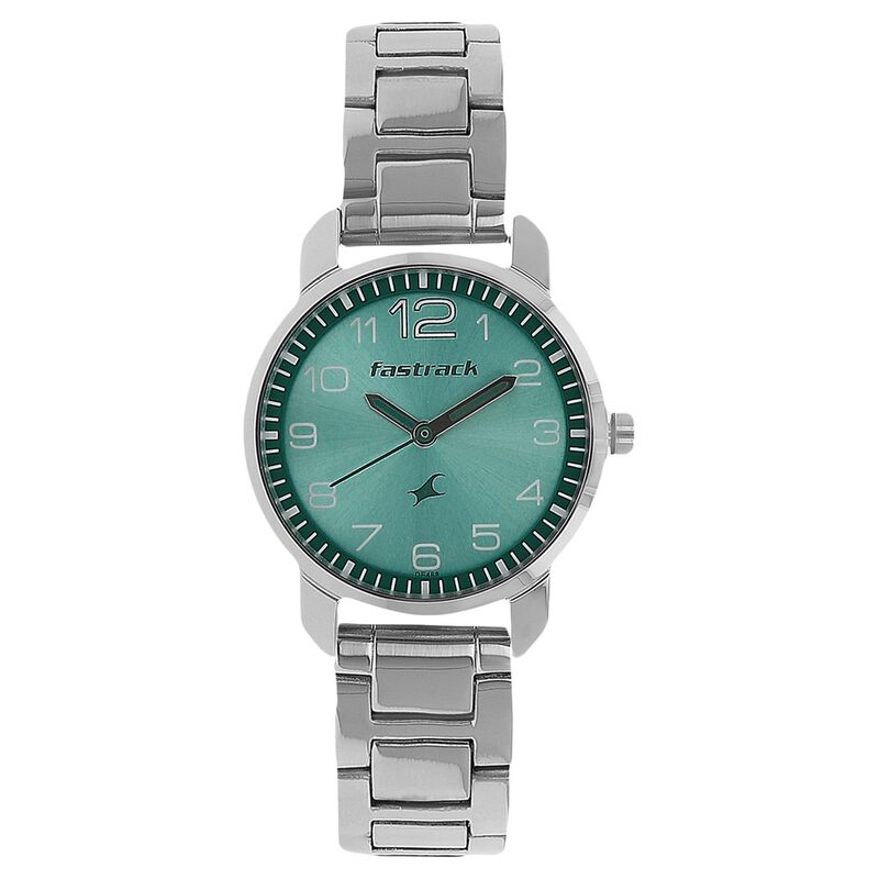 Buy Online Fastrack Quartz Analog Green Dial Metal Strap Watch for