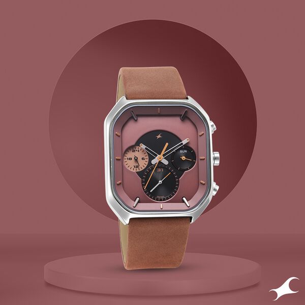 Fastrack After Dark Quartz Analog with Day and Date Brown Dial Leather Strap Watch for Guys - image number 0