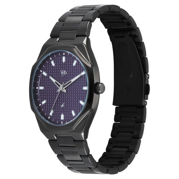 Vyb Nimbus By Fastrack Quartz Analog Purple Dial Black Metal Strap Watch For Guys - image number 2