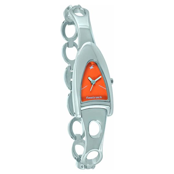 Fastrack Quartz Analog Orange Dial Metal Strap Watch for Girls - image number 0