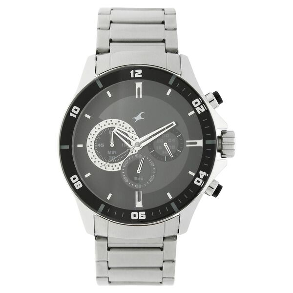 Fastrack Big Time Quartz Chronograph Black Dial Stainless Steel Strap Watch for Guys - image number 0