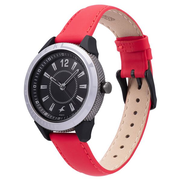 Fastrack Modular Quartz Analog Black Dial Leather Strap Watch for Girls - image number 2