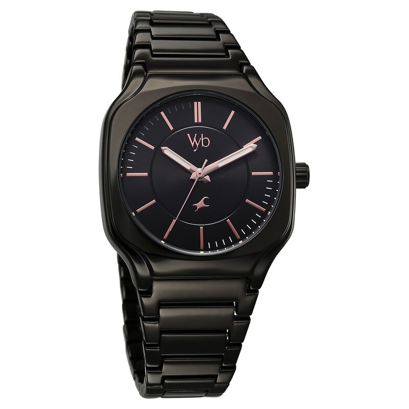 Buy Online Vyb Maverick By Fastrack Quartz Analog Black Dial Metal