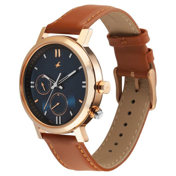 Fastrack Tick Tock Quartz Analog Blue dial Leather Strap Watch for Guys - image number 2