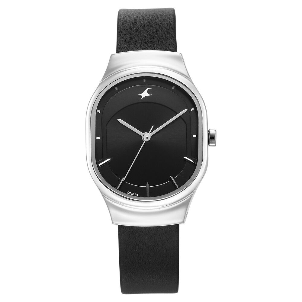 Buy Online Fastrack Snob X Black Dial Leather Strap Watch for Girls ns6283sl03 Fastrack
