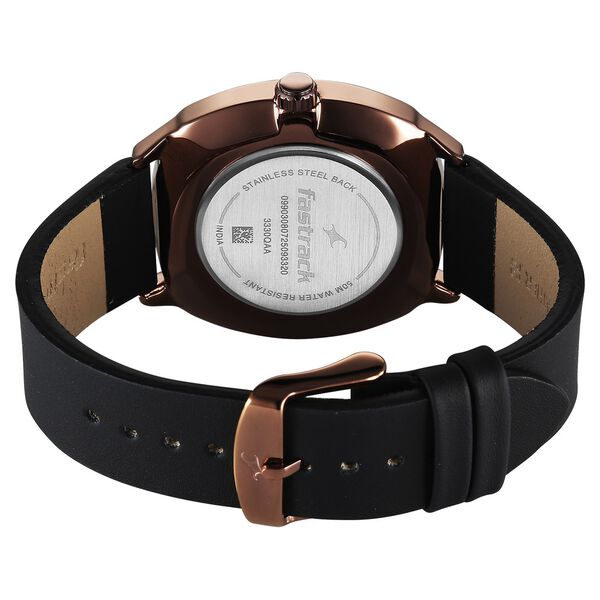 Fastrack Tick Tock Quartz Multifunction Black Dial Leather Strap Watch For Guys - image number 4