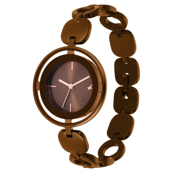 Fastrack Glitch Quartz Analog Brown Dial Metal Strap Watch for Girls - image number 2