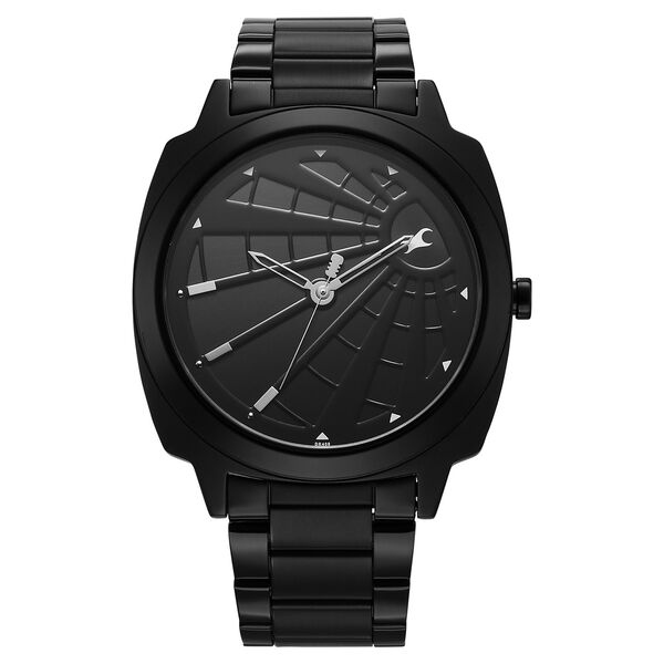 Fastrack Groove Quartz Analog Black Dial Guys Stainless Steel Watch - image number 0