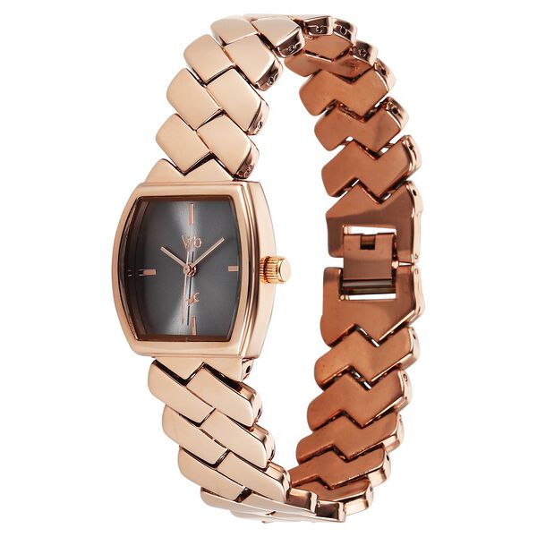Vyb Showstopper By Fastrack Quartz Analog Grey Dial Rose Gold Metal Strap Watch For Girls - image number 2