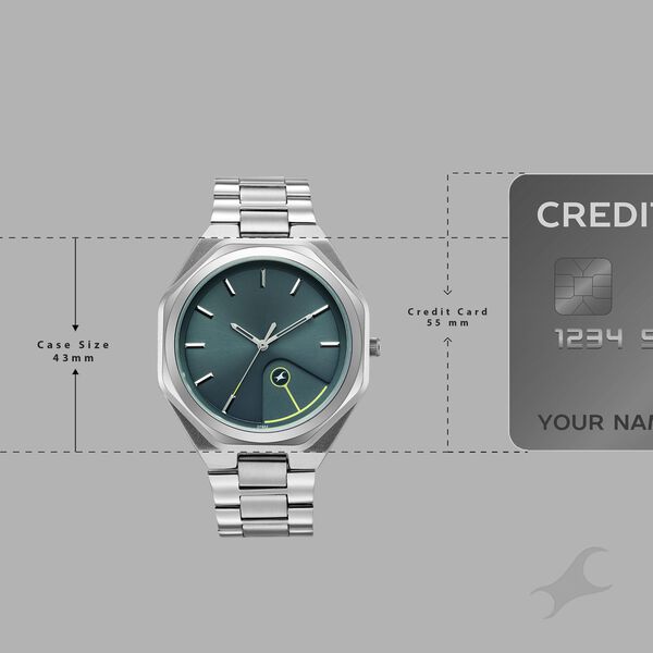 Fastrack 9 to Fine Analog with Green Dial Metal Strap Watch for Guys - image number 3