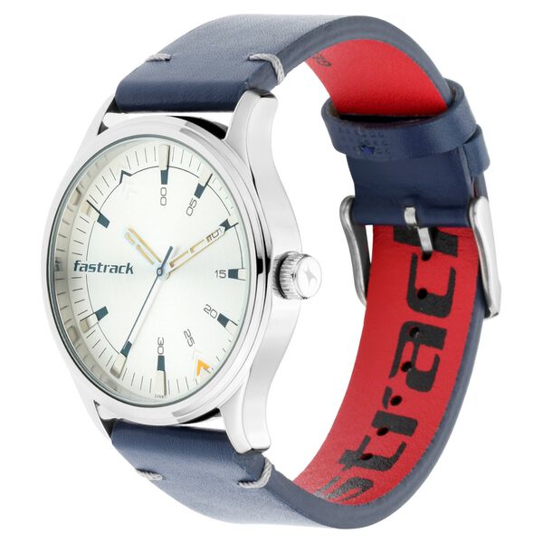 Fastrack I Love Me Quartz Analog Silver Dial Leather Strap Watch for Guys - image number 2