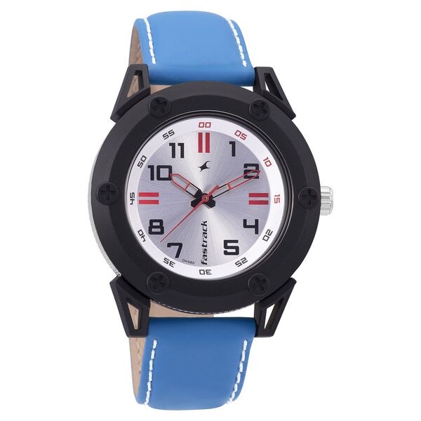 Fastrack Modular Quartz Analog Silver Dial Leather Strap Watch for Guys - image number 0