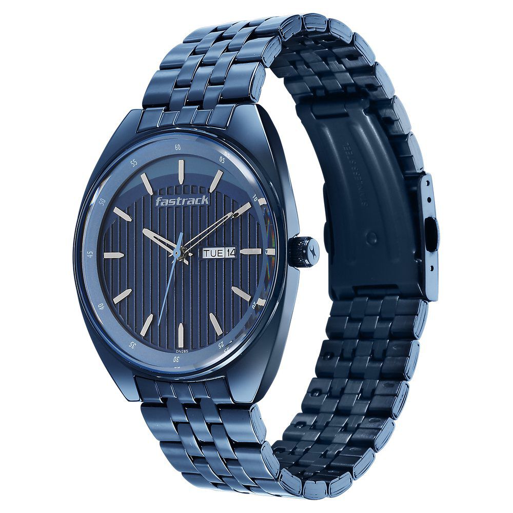 Fastrack Snob X Blue Dial Metal Strap Watch for Guys
