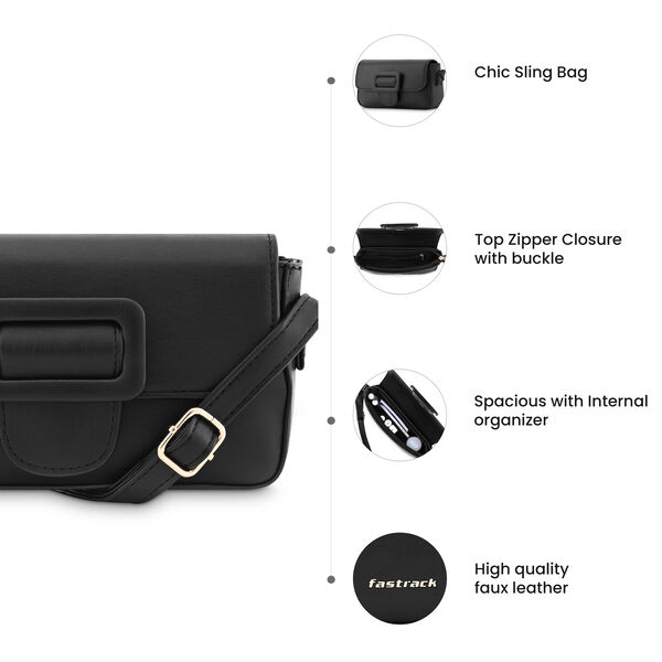 Fastrack Black Casual Sling Bag for Women - image number 8