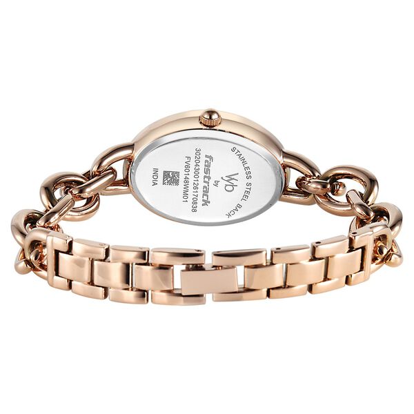 Vyb Manifester By Fastrack Quartz Analog Brown Dial Rose Gold Metal Strap Watch For Girls - image number 5