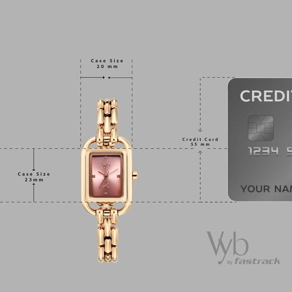 Vyb Bliss By Fastrack Quartz Analog Pink Dial Rose Gold Metal Strap Watch For Girls - image number 3