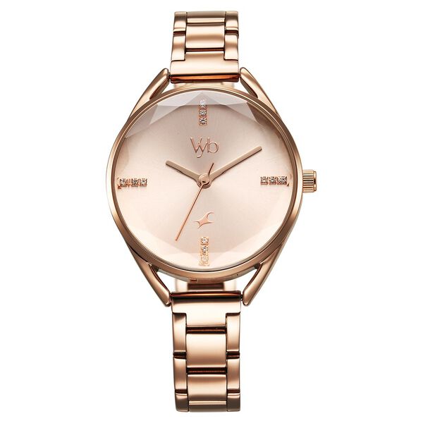 Fastrack Vyb Aurora Quartz Analog Rose Gold Dial Rose Gold Color Metal Strap Watch For Girls - image number 1