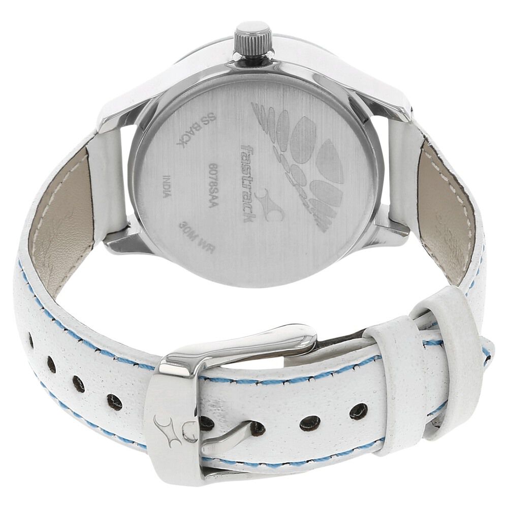 Fastrack Monochrome Quartz Multifunction Blue Dial Leather Strap Watch for Girls