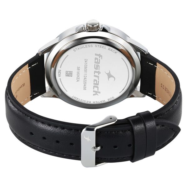 Fastrack Stunners X Quartz Analog Black Dial Leather Strap Watch For Guys - image number 4