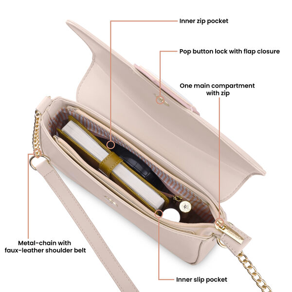 Fastrack HeartPop Shoulder Bag, Made with High-Quality Faux Leather, Versatile and Durable Design, Gold Metal Accents with Faux-Leather Shoulder Strap - image number 8