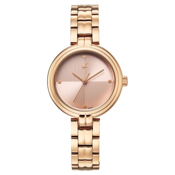 Fastrack Stunners Quartz Analog Pink Dial Rose Gold Stainless Steel Strap Watch For Girls - image number 0