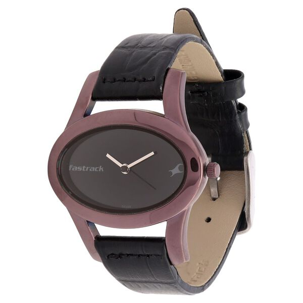 Fastrack Quartz Analog Black Dial Leather Strap Watch for Girls - image number 1