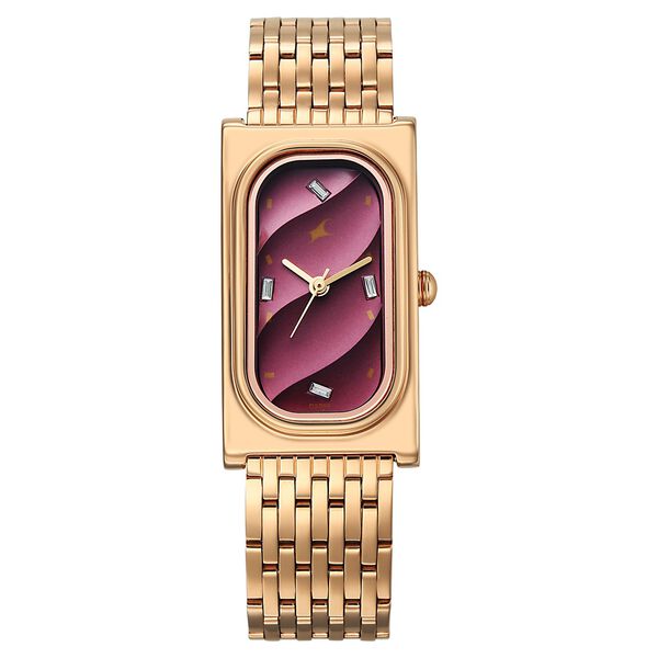Fastrack Gelato rosegold analog bracelet watch with Plum dial for Girls - image number 0