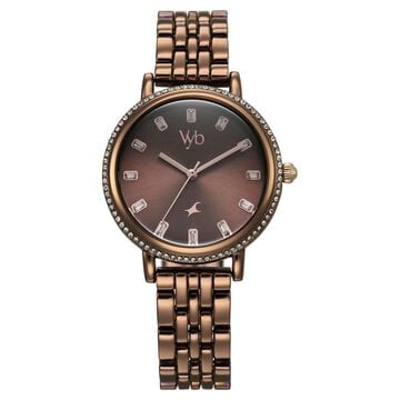 Fastrack Vyb Enigma Quartz Analog Brown Dial Brown Metal Strap Watch For Women