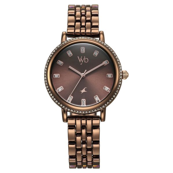 Fastrack Vyb Enigma Quartz Analog Brown Dial Brown Metal Strap Watch For Women - image number 0