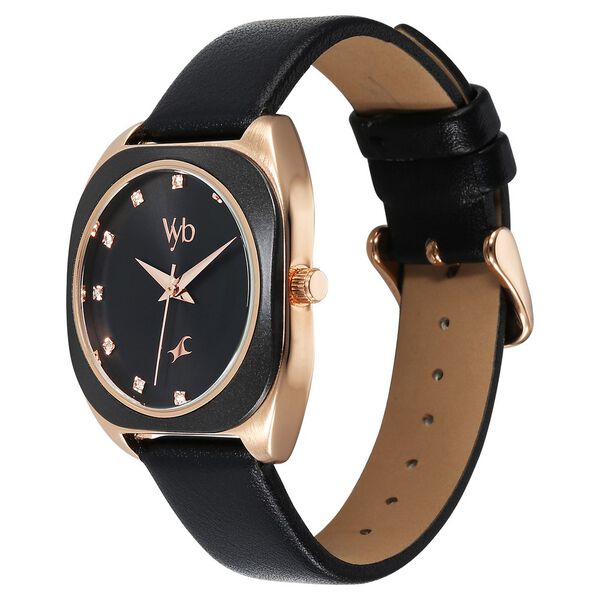 Vyb Muse By Fastrack Quartz Analog Black Dial Leather Strap Watch For Girls - image number 3