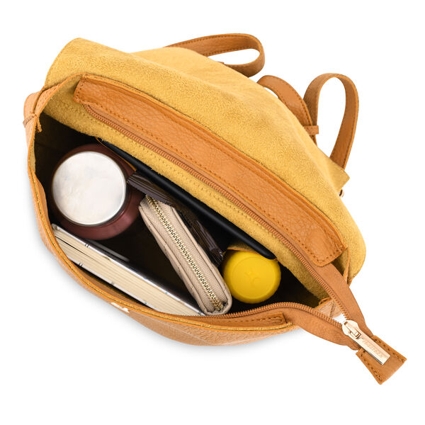Fastrack Faux Leather Backpack with Flap Closure in Tan - image number 5