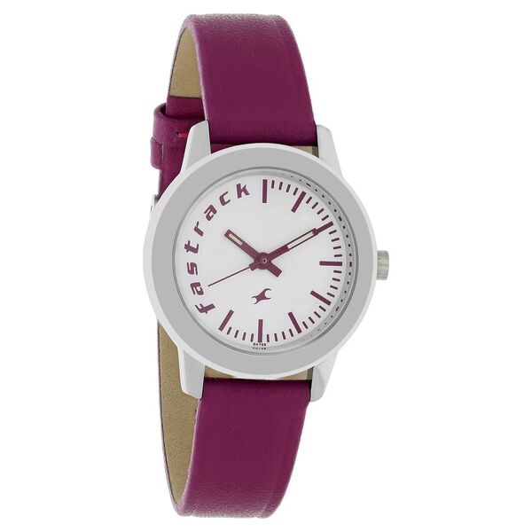 Fastrack Quartz Analog White Dial Leather Strap Watch for Girls - image number 1