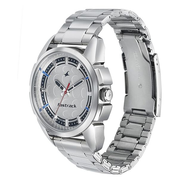 Fastrack Sunburn Quartz Analog Silver Dial Stainless Steel Strap Watch for Guys - image number 2