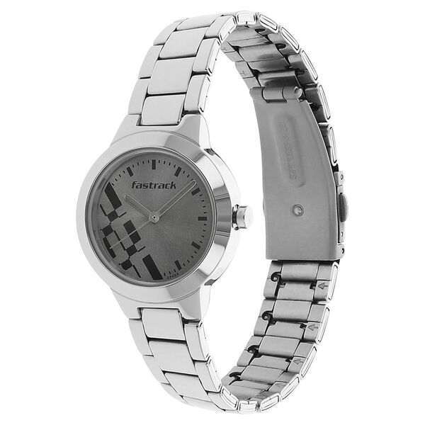 Fastrack Checkmate Quartz Analog Grey Dial Stainless Steel Strap Watch for Girls - image number 1