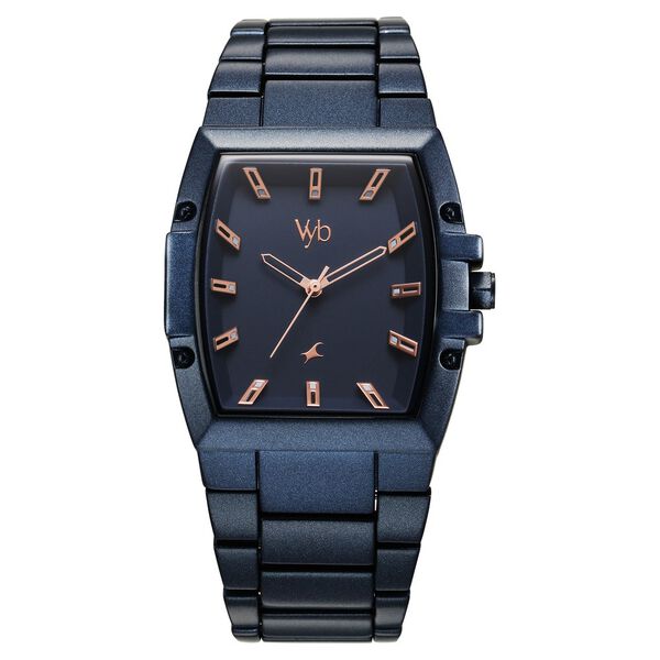 Vyb Pioneer By Fastrack Quartz Analog Blue Dial Metal Strap Watch For Guys - image number 2