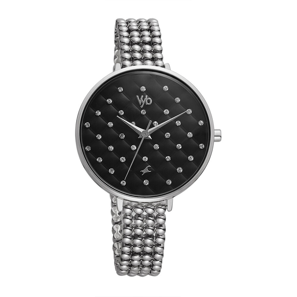 Vyb by Fastrack Quartz Analog Black Dial Metal Strap Watch for Girls