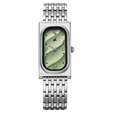 Fastrack Gelato silver analog bracelet watch with Matcha Green dial for Girls