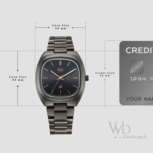 Fastrack Vyb Aviator Quartz Analog Grey Dial Metal Strap Watch For Guys - image number 3