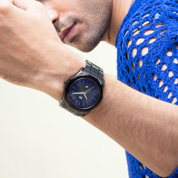 Vyb Horizon By Fastrack Quartz Analog Blue Dial Metal Strap Watch For Guys - image number 6