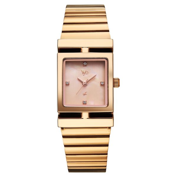 Vyb Showstopper By Fastrack Quartz Analog Rose Gold Dial Rose Gold Stainless Steel Strap Watch For Girls - image number 1