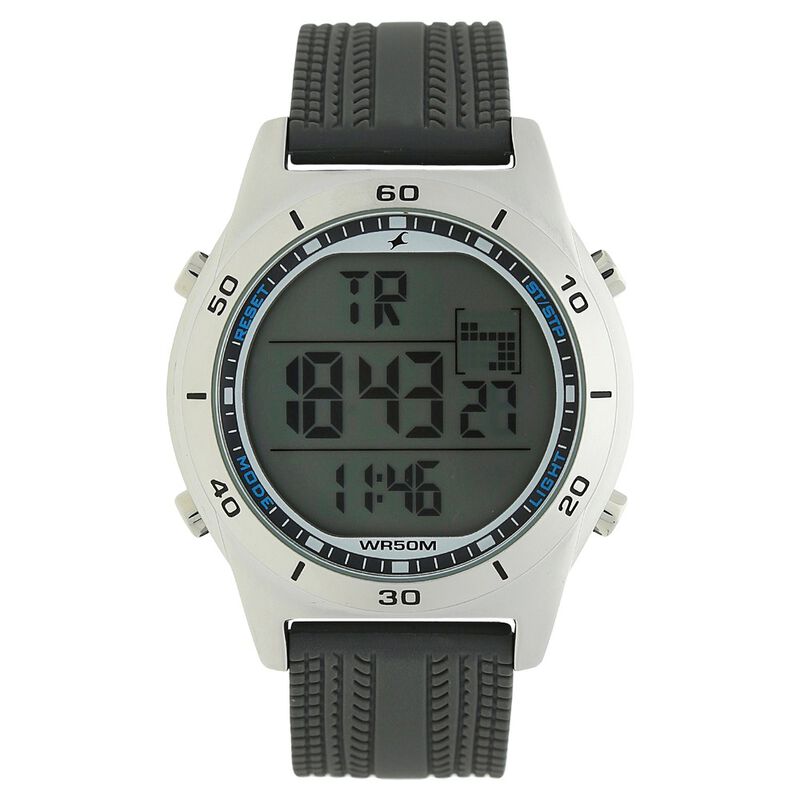 Buy Online Fastrack Digital Grey Dial Silicone Strap Watch for