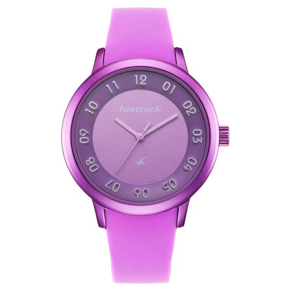 Pop Colours Purple Dial Silicone Strap Watch for Girls - image number 2
